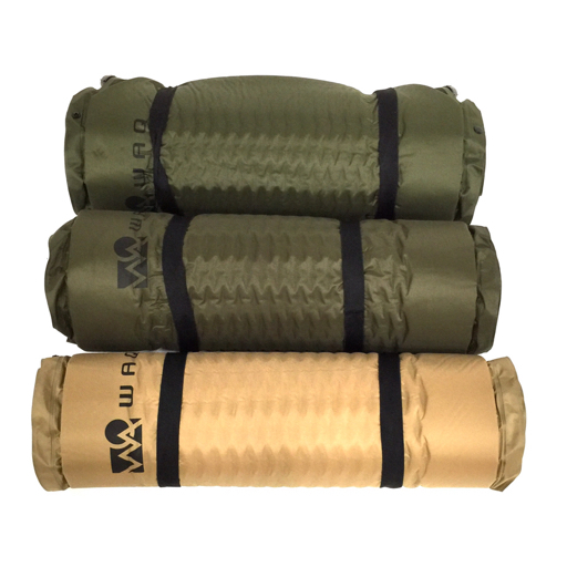 WAQ インフレーターマット キャンプマット カーキ ベージュ アウトドア用品 保存袋付き 3点セット